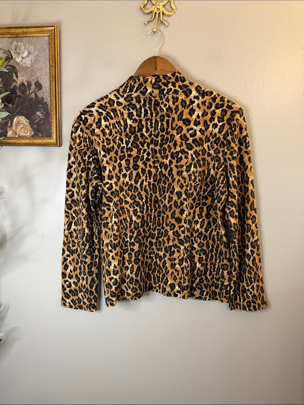 Jones New York Signature Leopard Print Mock Neck Top Women’s Large 100% Cotton - Picture 7 of 7